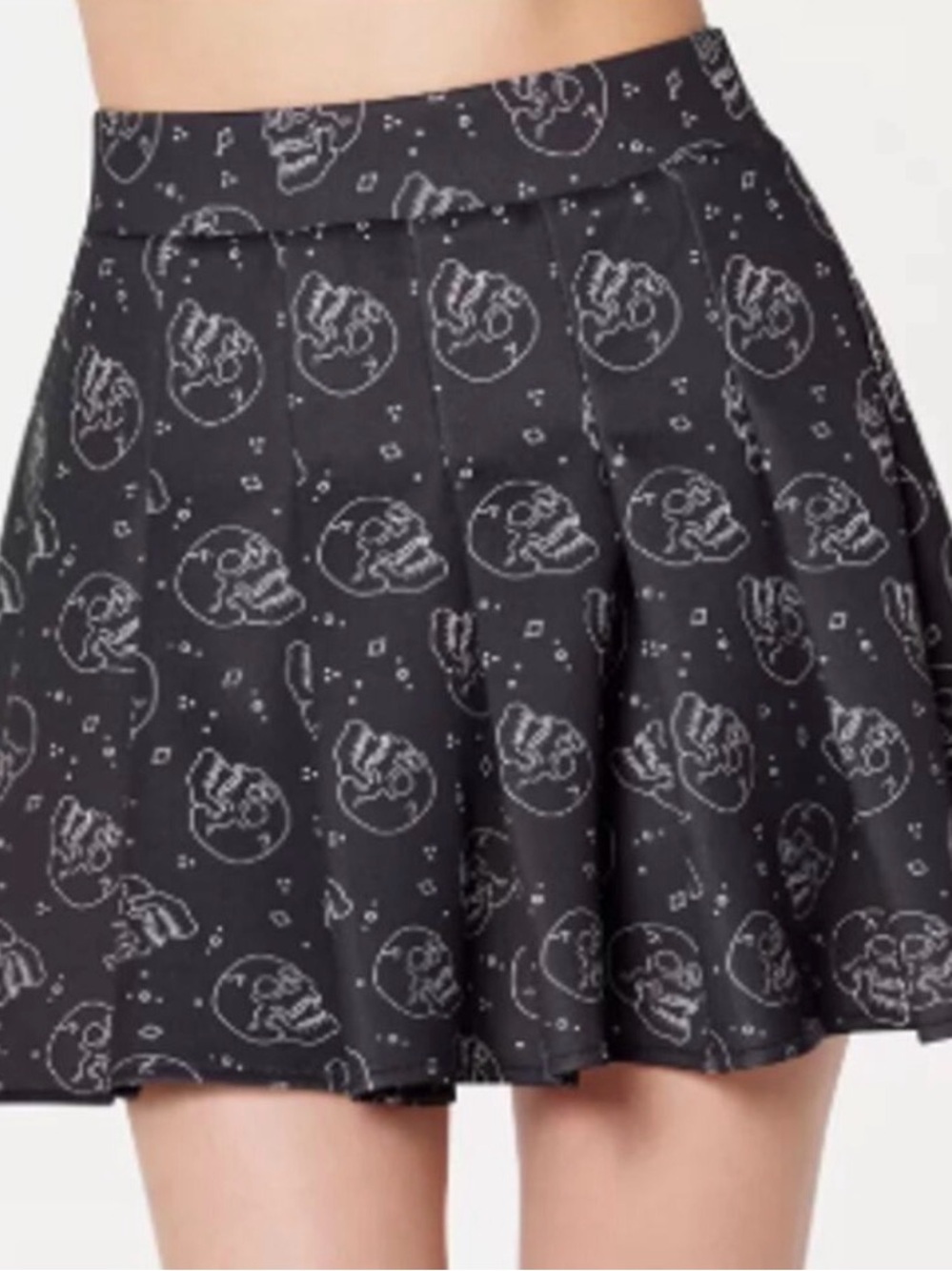 Body Rage goth alt skull pleated mini skirt - Picture 2 of 4